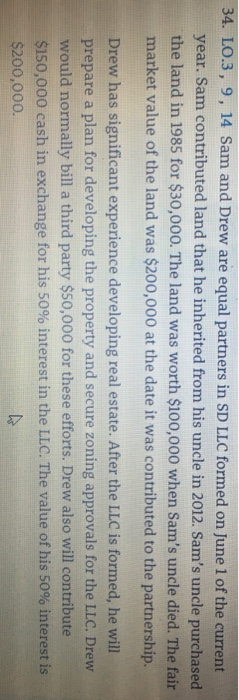  34. LO.3, 9, 14 Sam and Drew are equal partners in