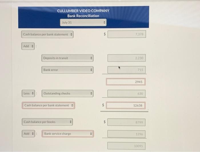 for the drop down. The following information pertains to Cullumber Video Company,