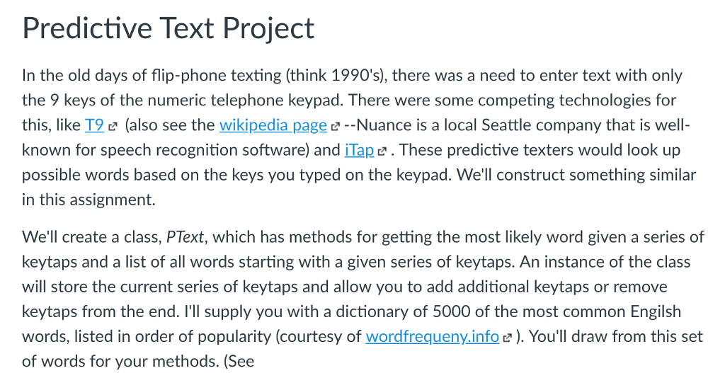 Please help me with the bonus part. Predictive Text Project In the