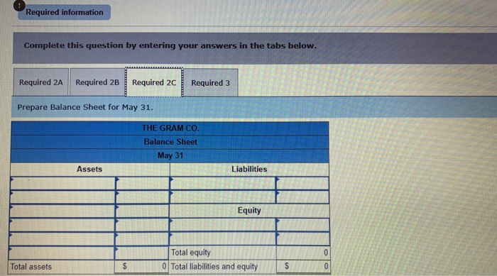 month of operations. May 1 G. Gram invested $40,000 cash in the