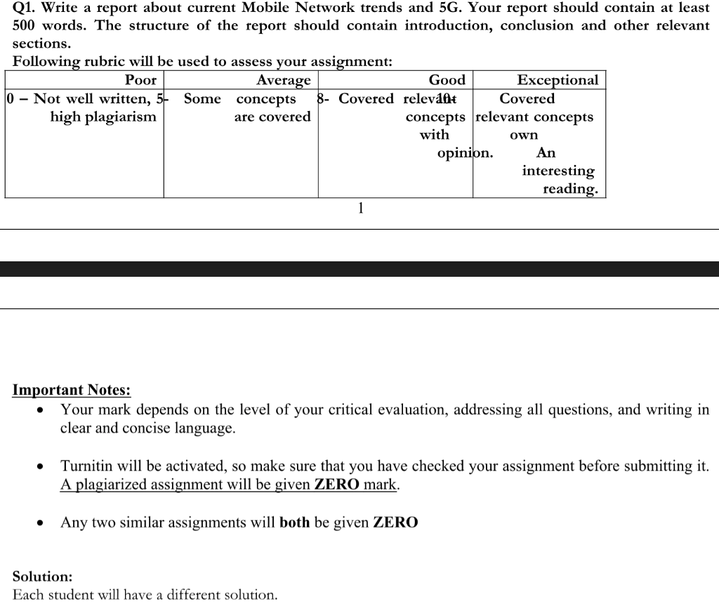 Q1. Write a report about current Mobile Network trends and 5G.