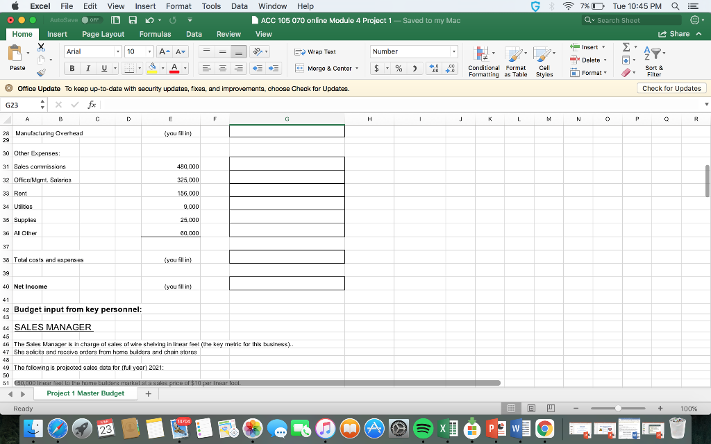 Help AutoSave OFF DO ACC 105 070 online Module 4 Project 1