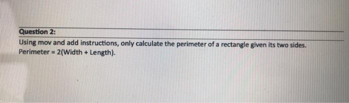 using assembly language please fast Using mov and add instructions, only calculate