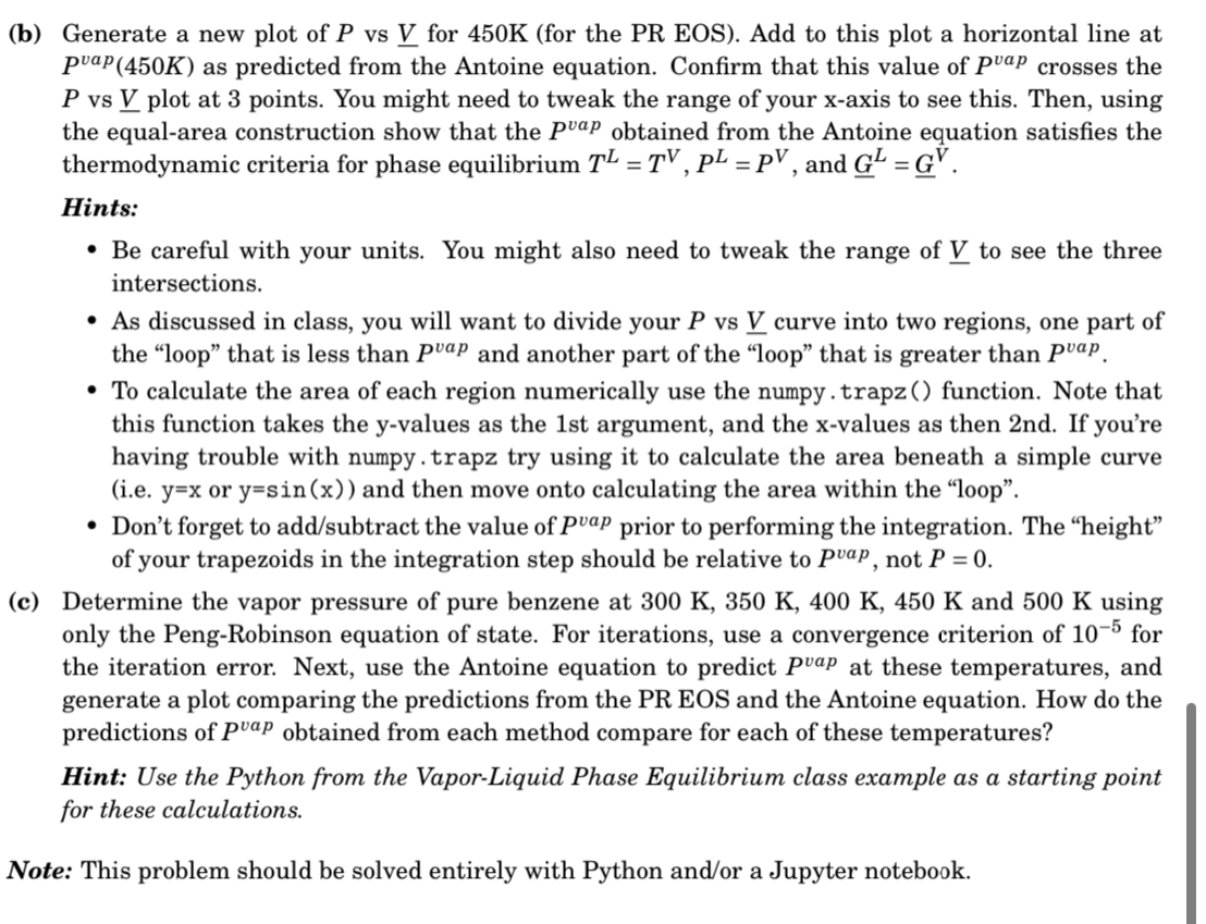  (b) Generate a new plot of P vs V? for 450K(for