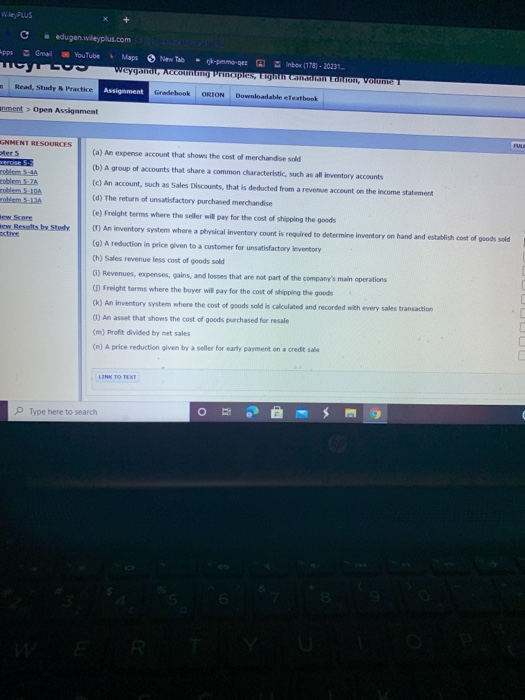 of the terms discussed in the chapter Match each term with the