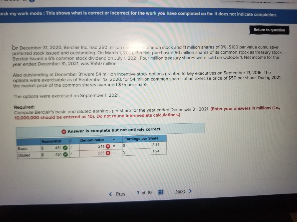 eck my work mode: This shows what is correct or incorrect