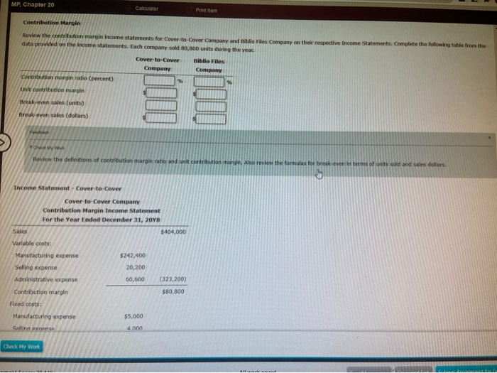 The company has compiled the following cost data, and wants your help