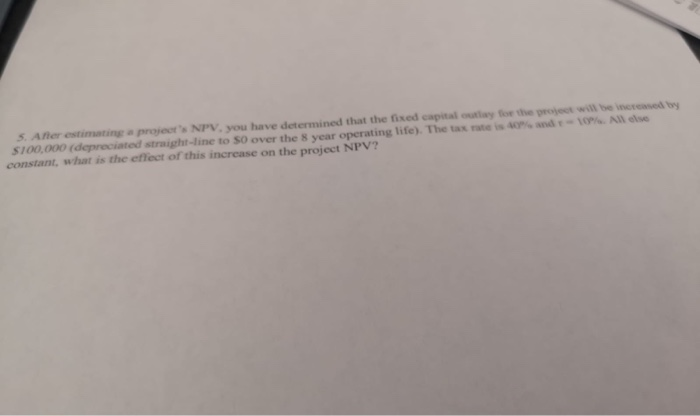  for the pow e r 3. Aner estimating proje NPV, you