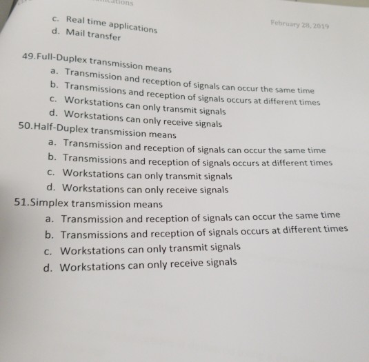 of internet messages to the appropriate applications? a. Transport Layer b. Network
