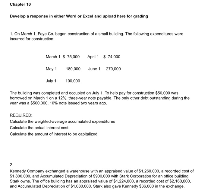  Chapter 10 Develop a response in either Word or Excel and