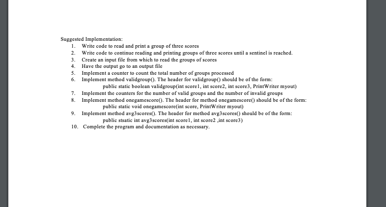 do the following: The main program reads in and prints three bowling