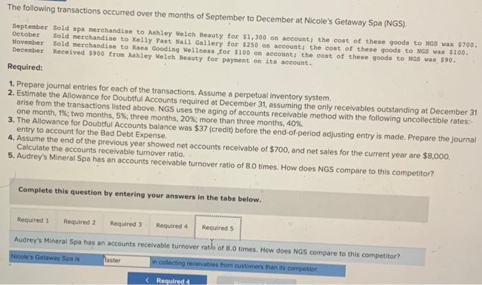 merchandise to Ashley weleh Beauty for $1,300 on account; the cost of