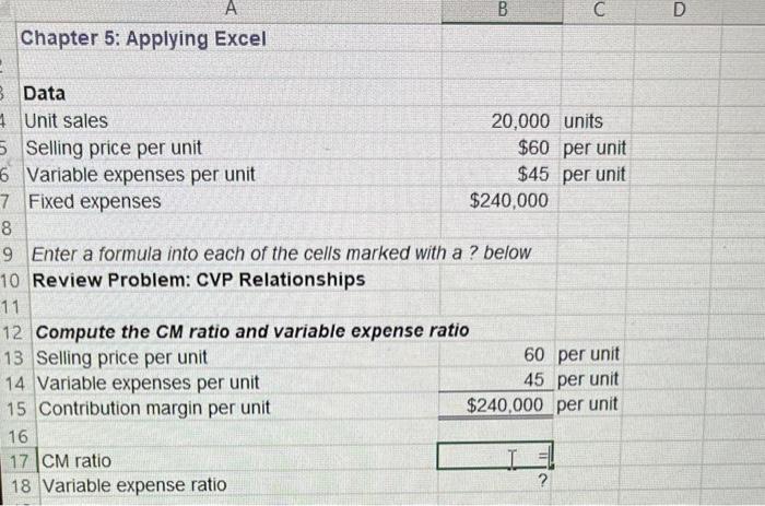  A B C D Chapter 5: Applying Excel Data Unit sales