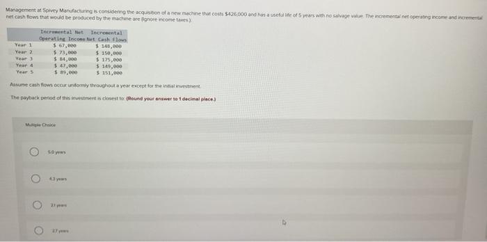  net cash flows that would be produced by the machine are
