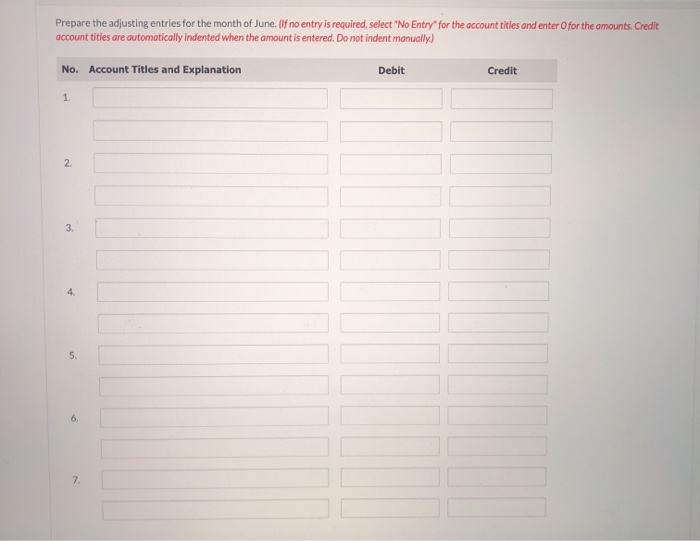 1, 2017 The trial balance at June fois as follows. KUMAR CONSULTING