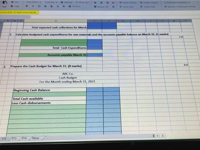 has been provided for the company > Budgeted sales: January February March