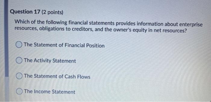 True False Question 13 (2 points) What kind of account is Unearned