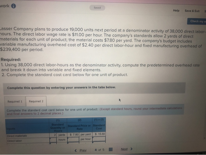  work Saved Help Save & Exit Check my w Lasser Company