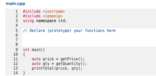 the functions where indicated. Do not define them. (3) Please help me