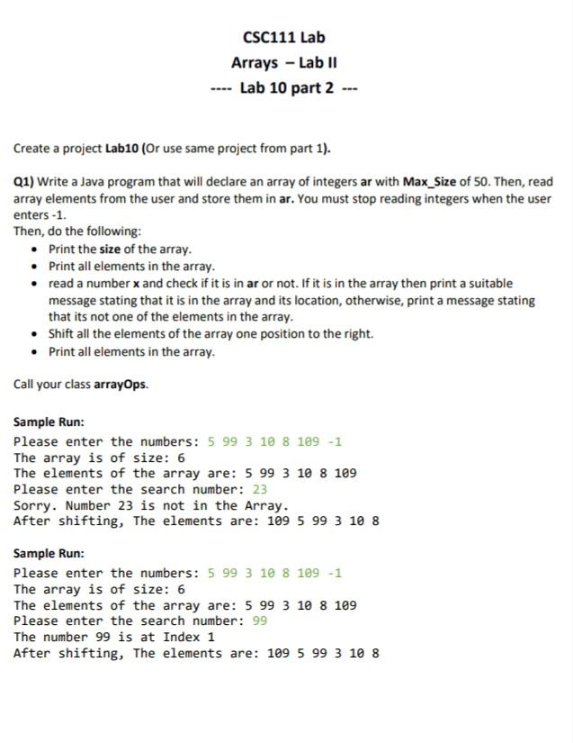 called arr. Then do the following: 1. print all the elements of