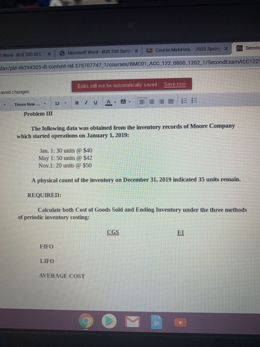  B Course Materials - 2020 Spring x Second Word-BUS 200 SEC