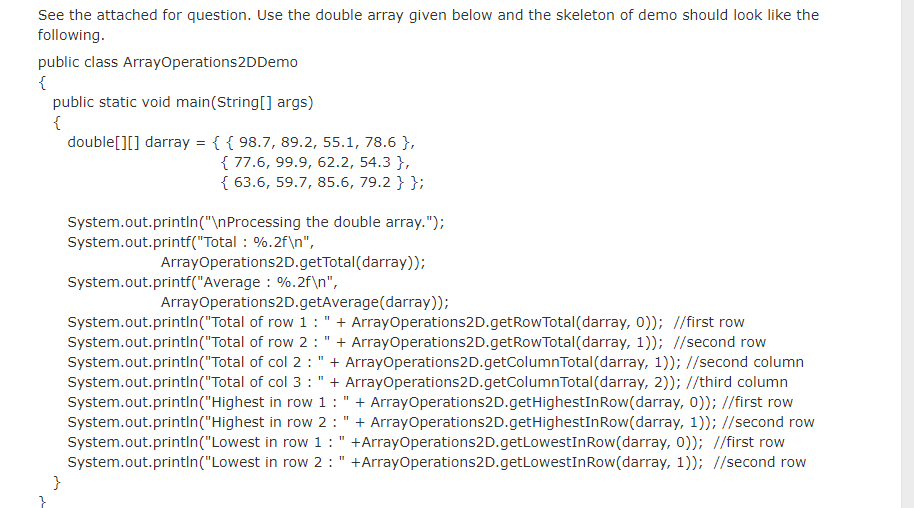 The course is Computer Science 2, Java code: See the attached for