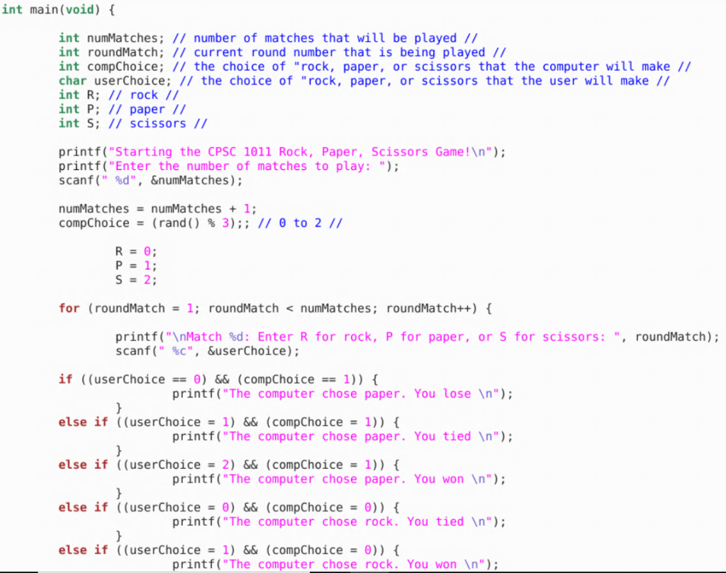  For some reason when creating this rock, paper, scissors program, no