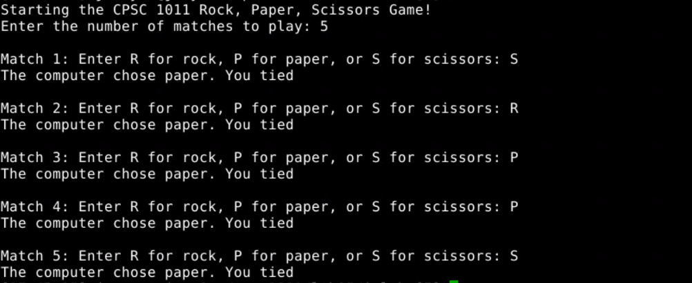 of the game are always "You Tied" even when it is clear
