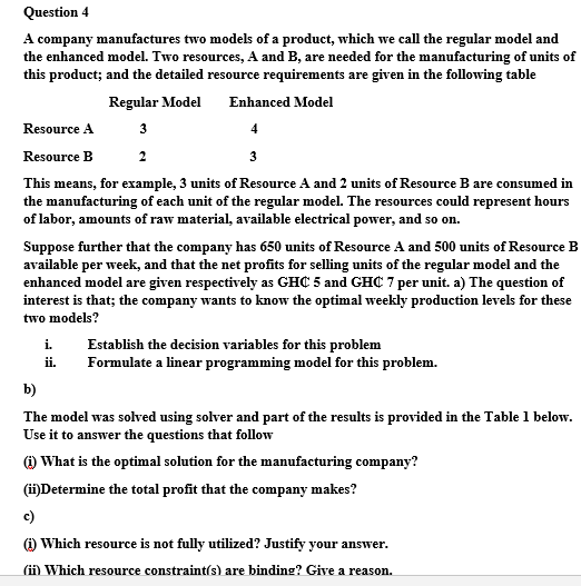 d) i. If management could obtain additional resources, which one would