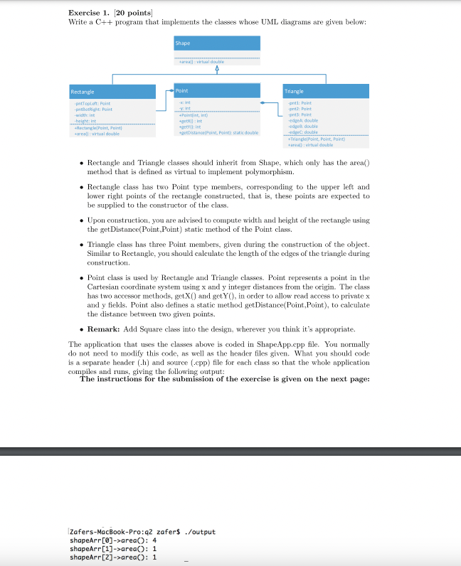  Exercise 1. [20 points] Write a C++ program that implements the