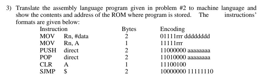  i need q3 solution 3) Translate the assembly language program given