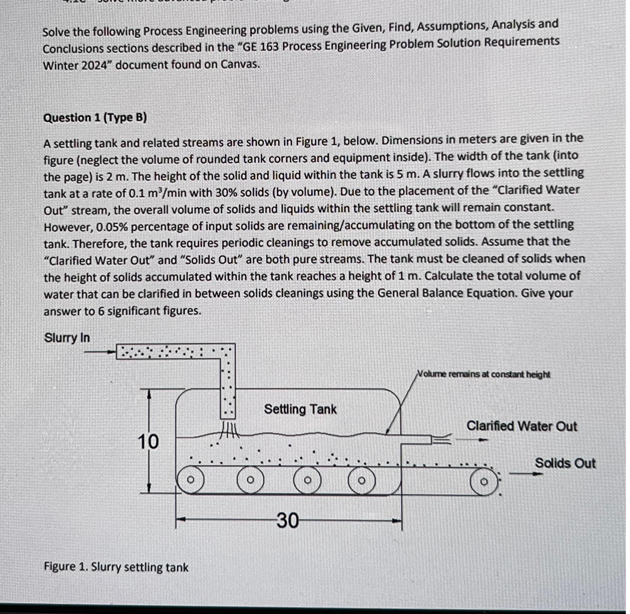  Solve the following Process Engineering problems using the Given, Find, Assumptions,