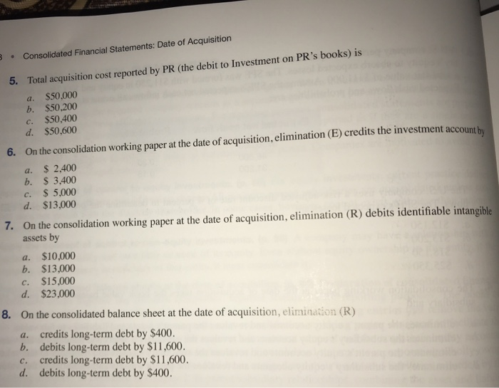 the parent's assets and liabilities to fair value Use the following information