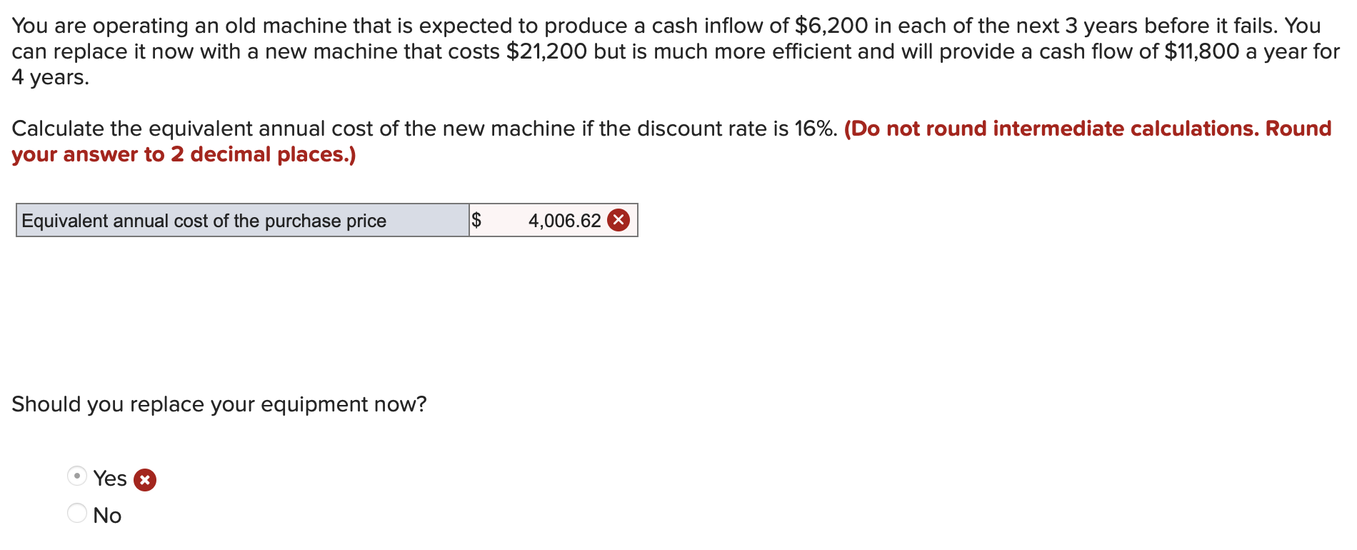  You are operating an old machine that is expected to produce