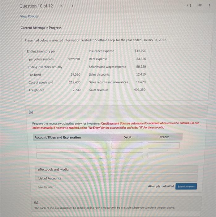  Presented below is selected information related to Sheffeld Corp. for the