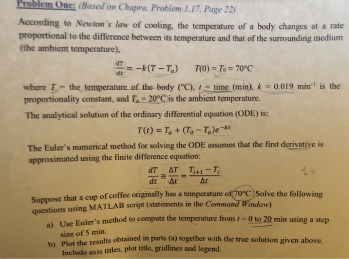  Problem One: (Based on Chapra. Problem 1.17. Page 22 According to