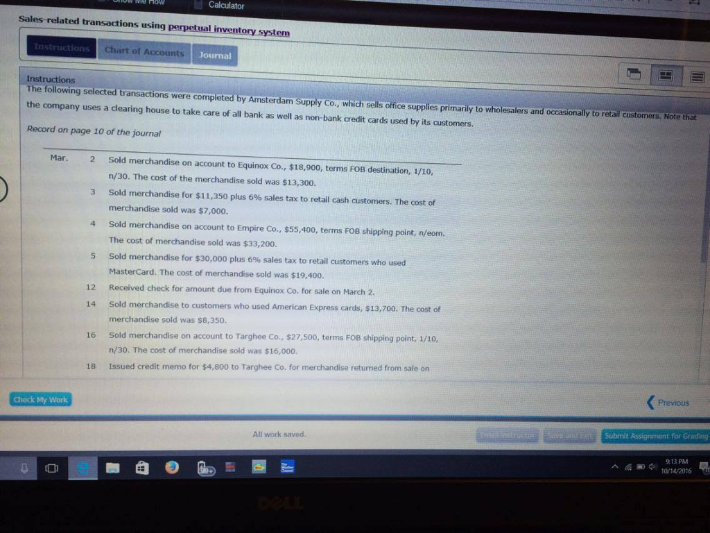 I need help wit the journal entries from Mach 19-April 15. There