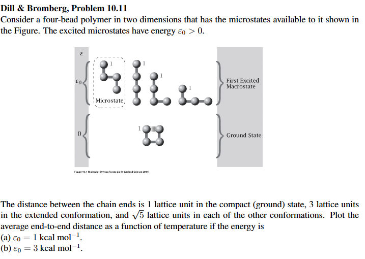 Dill \& Bromberg, Problem 10.11 Consider a four-bead polymer in two