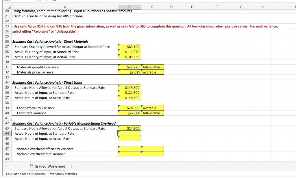 the screenshots given. Actual production for the month 13,500 units Variable overhead