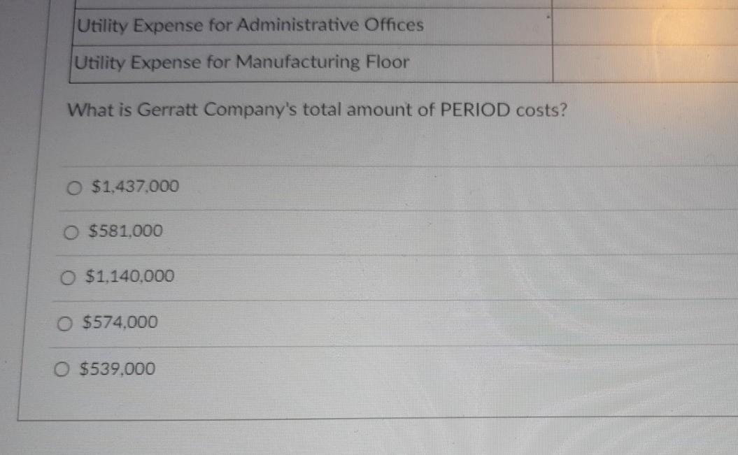 Question 36 Gerratt Company manufactures custom office equipment from its headquarters in
