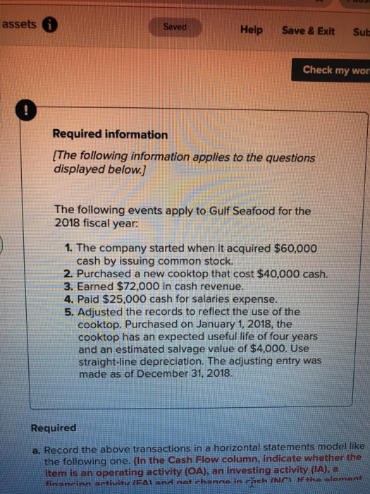 assets Saved Help Save & Exit Sub Check my wor Required