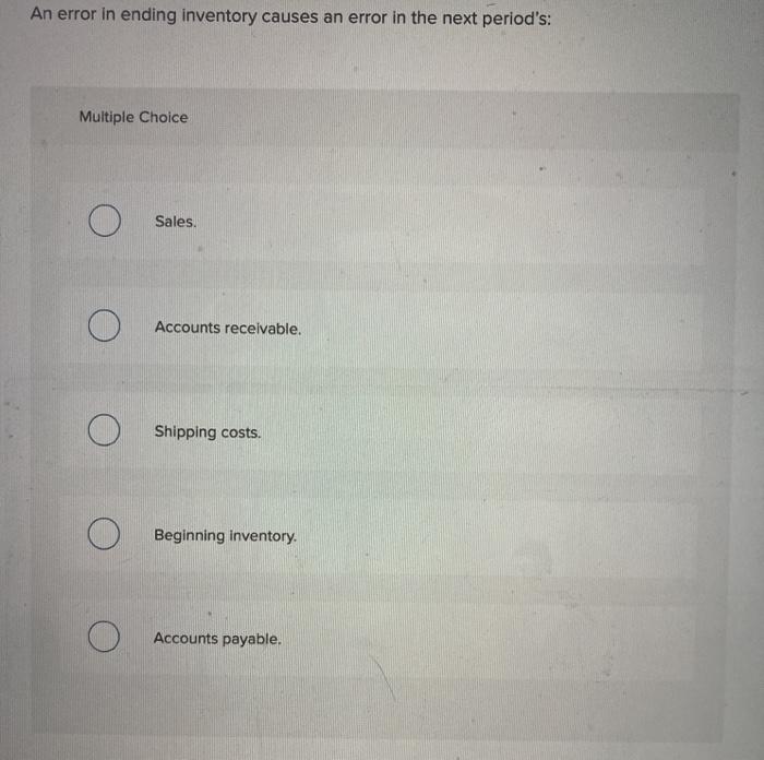  An error in ending inventory causes an error in the next