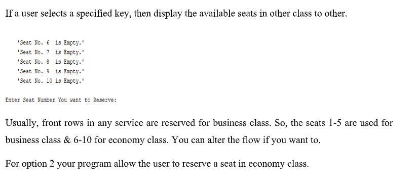 the user or displays the following menu bar: Please Type 1 for