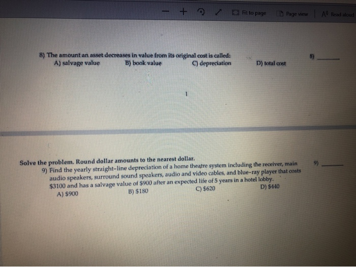 Answer 8 and 9 + fit to page D Page view A
