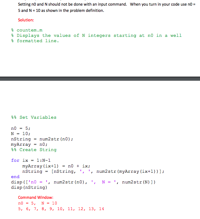 (MATLAB) Convert 'countem' into a function. This function should take the inputs