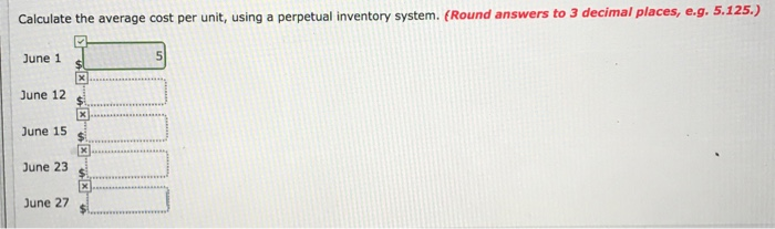 you get when calculating the end inventory column. below is a picture