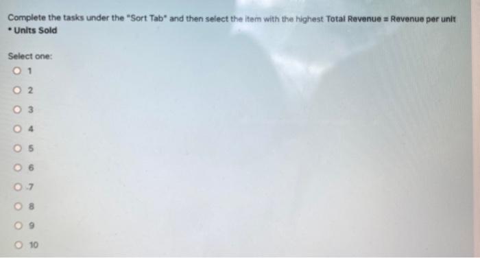  Complete the tasks under the "Sort Tab* and then select the