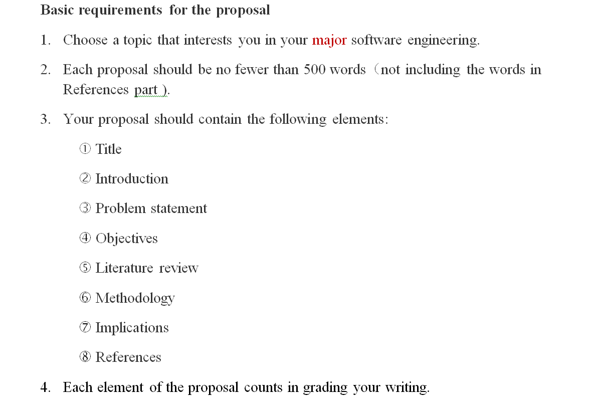  Basic requirements for the proposal 1. Choose a topic that interests
