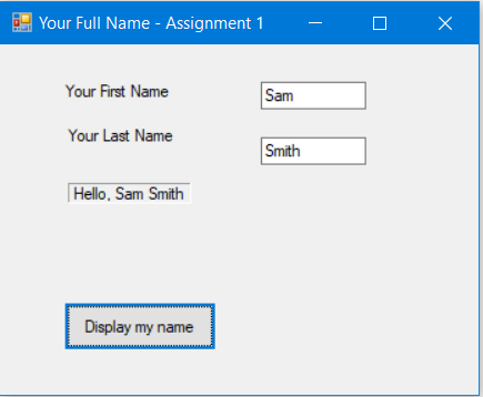 to display: Hello, . See below screenshot for completed project. Here is