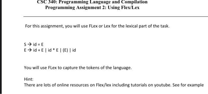 // Compiler //Programming Language and Compilation //Programming Assignment 2: Using Flex/Lex
